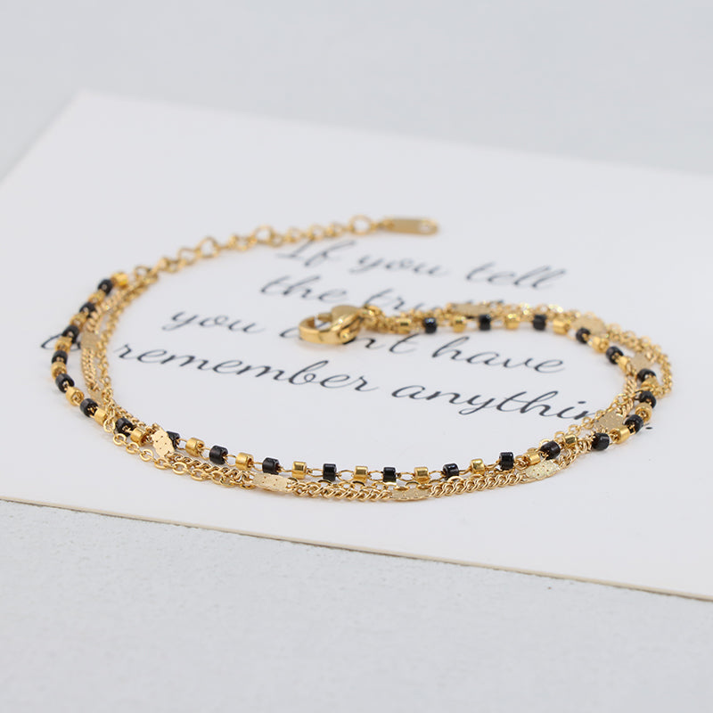 Gold Layered Charm Bracelet - Stainless Steel Fashion Jewelry for Women