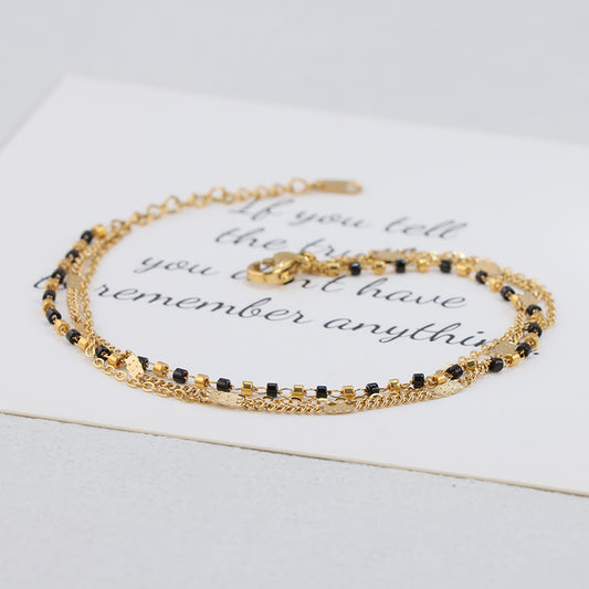 Gold Layered Charm Bracelet - Stainless Steel Fashion Jewelry for Women
