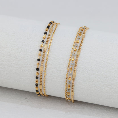 Gold Layered Charm Bracelet - Stainless Steel Fashion Jewelry for Women