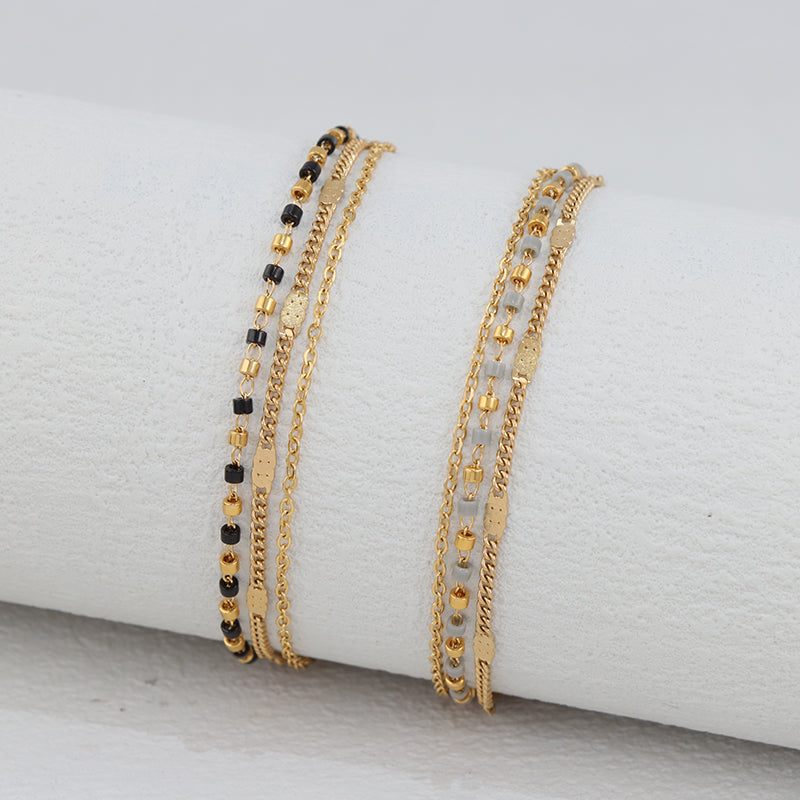 Gold Layered Charm Bracelet - Ultra Light 1.8g Stainless Steel Fashion Jewelry for Women