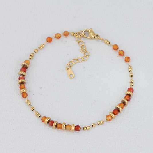 Garnet Red Beaded Bracelet - Stainless Steel Traditional Prayer Jewelry for Women