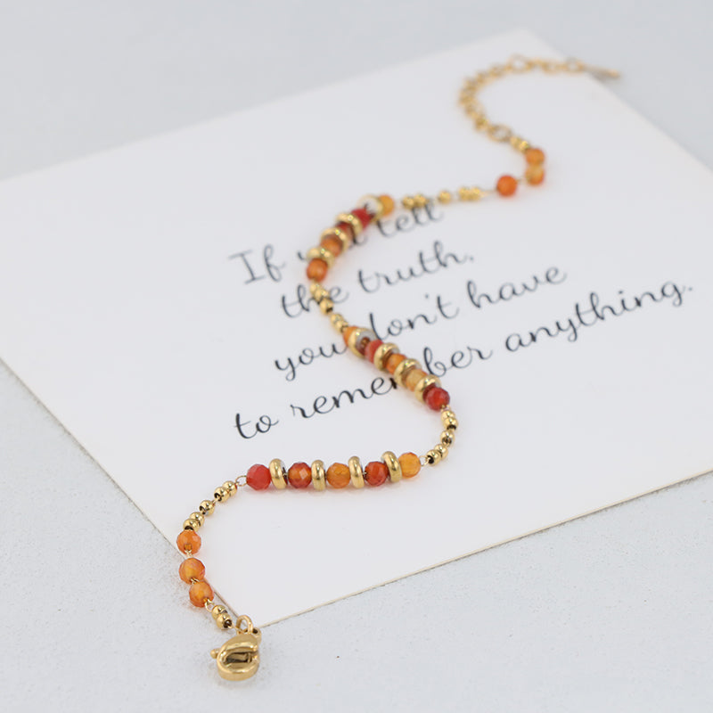 Garnet Red Beaded Bracelet - Stainless Steel Traditional Prayer Jewelry for Women