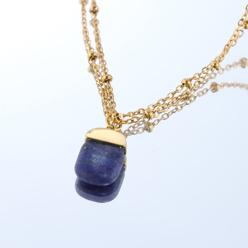 Exquisite Stainless Steel & Azure Gem O-Chain Necklace