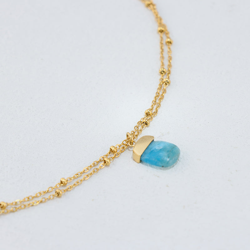 Versatile Aquamarine Pendant O Chain Necklace - Classic Style