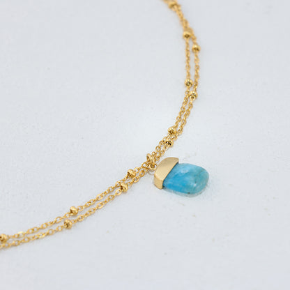 Versatile Aquamarine Pendant O Chain Necklace - Classic Style