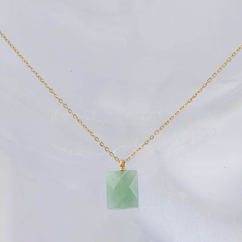 Jade Green O-Link Stainless Steel Necklace