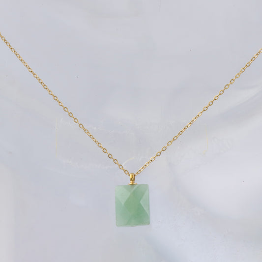 Jade Green O-Link Stainless Steel Necklace