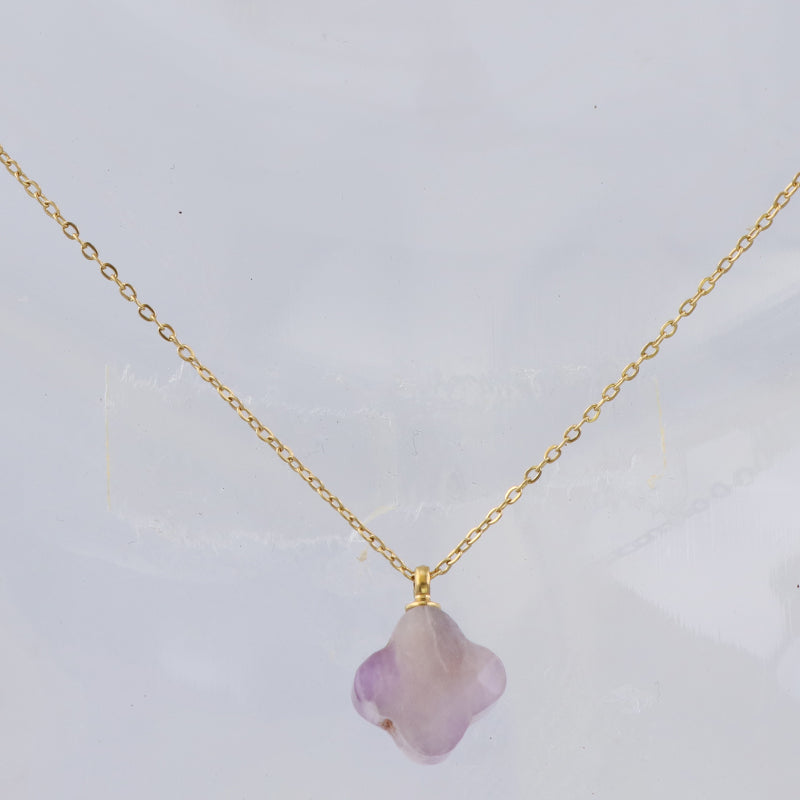 Lavender O-Link Clover Stainless Steel Necklace