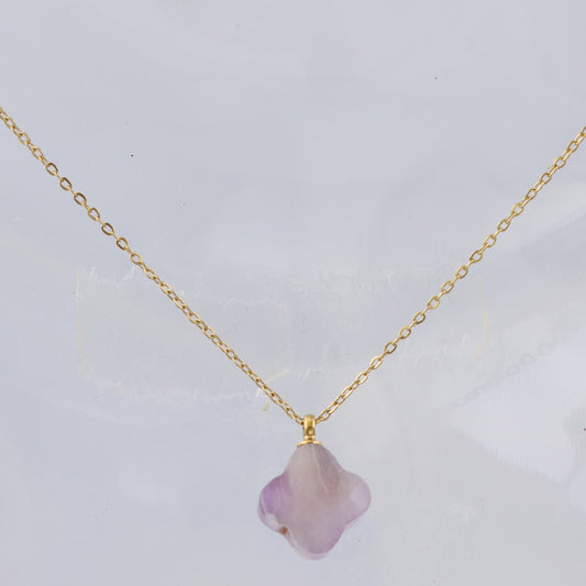 Lavender O-Link Clover Stainless Steel Necklace