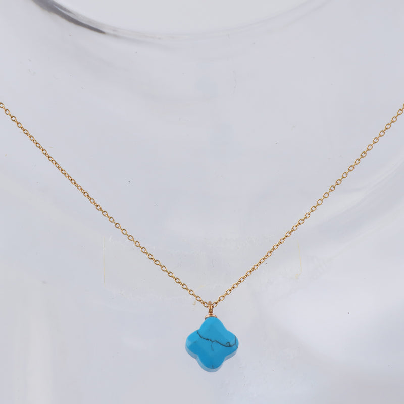 Blue O-Link Clover Stainless Steel Necklace