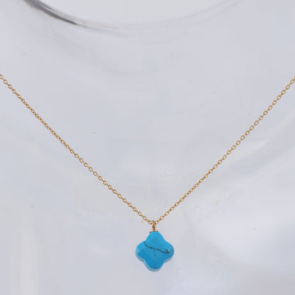 Blue O-Link Clover Stainless Steel Necklace