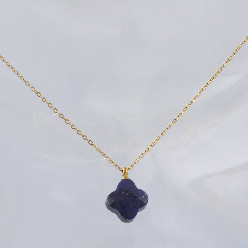 Deep Purple Clover Stainless Steel Necklace