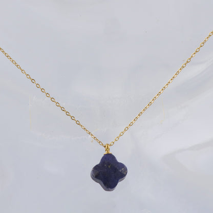 Deep Purple Clover Stainless Steel Necklace