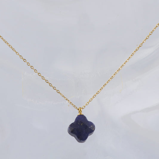 Deep Purple Clover Stainless Steel Necklace