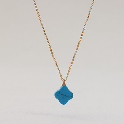 Blue O-Link Clover Stainless Steel Necklace