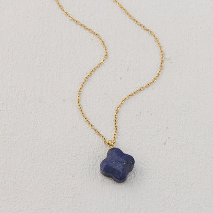 Deep Purple Clover Stainless Steel Necklace