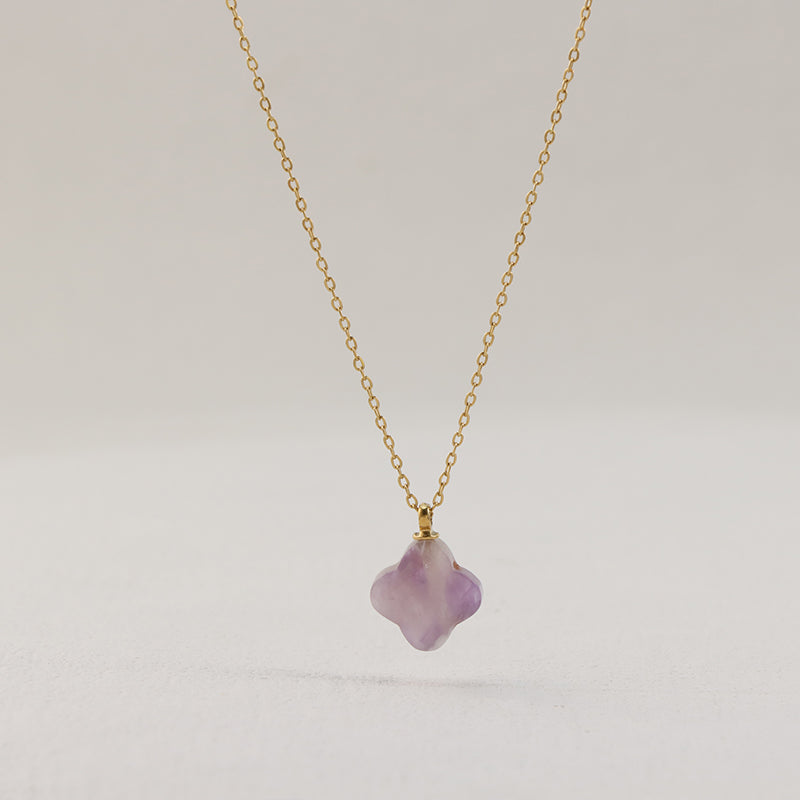 Lavender O-Link Clover Stainless Steel Necklace