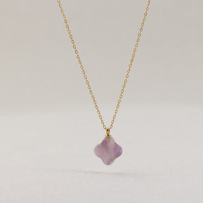 Lavender O-Link Clover Stainless Steel Necklace