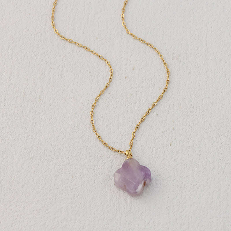 Lavender O-Link Clover Stainless Steel Necklace