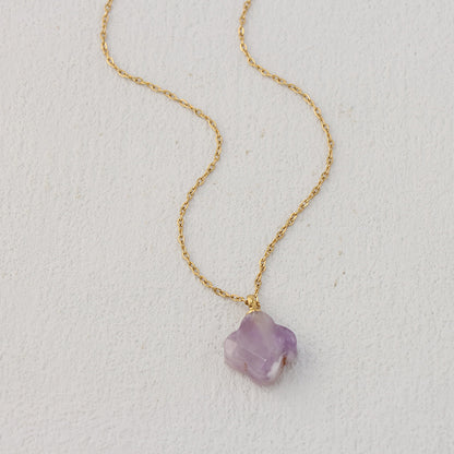 Lavender O-Link Clover Stainless Steel Necklace