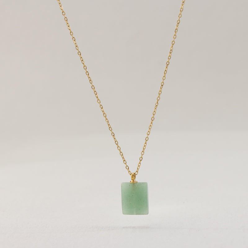 Jade Green O-Link Stainless Steel Necklace