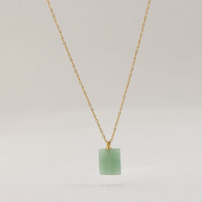 Jade Green O-Link Stainless Steel Necklace