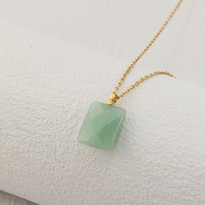Jade Green O-Link Stainless Steel Necklace