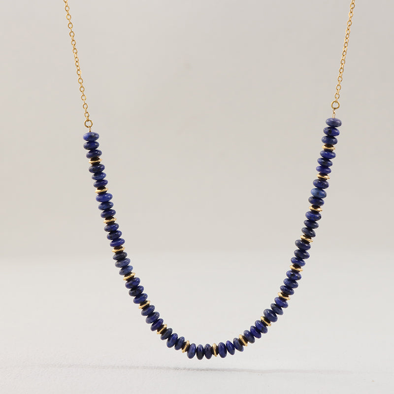 Lapis Lazuli Beaded Stainless Steel O-Chain Necklace for Women