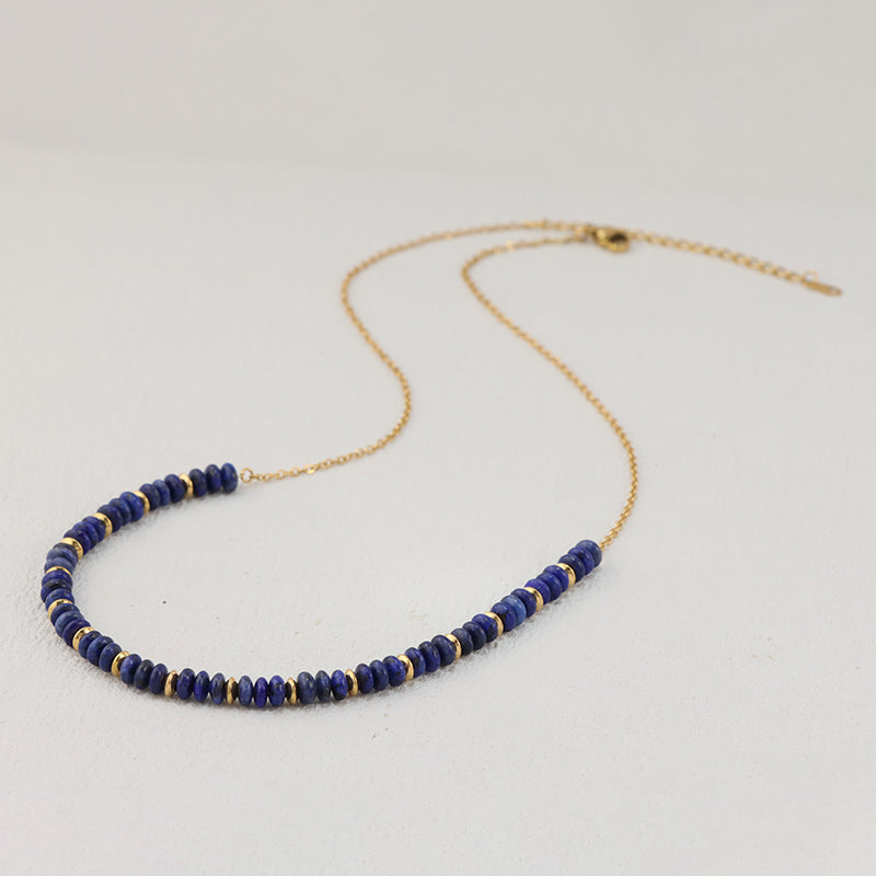 Lapis Lazuli Beaded Stainless Steel O-Chain Necklace for Women