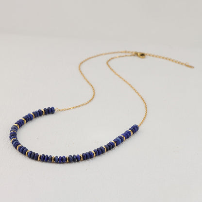 Lapis Lazuli Beaded Stainless Steel O-Chain Necklace for Women