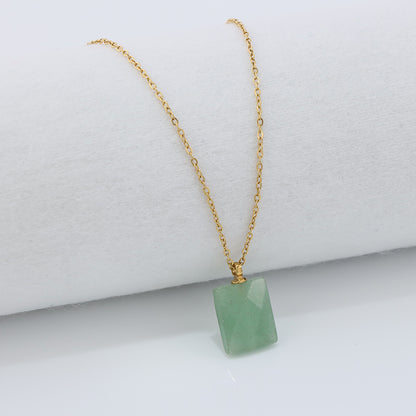 Jade Green O-Link Stainless Steel Necklace
