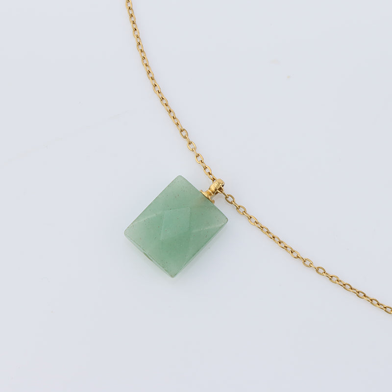 Jade Green O-Link Stainless Steel Necklace
