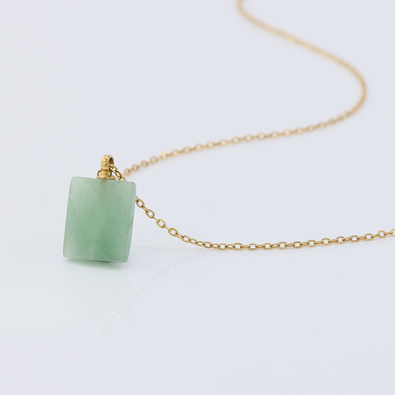 Jade Green O-Link Stainless Steel Necklace