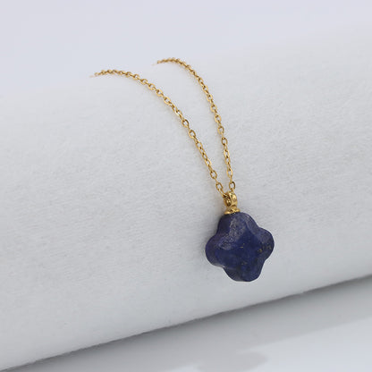 Deep Purple Clover Stainless Steel Necklace
