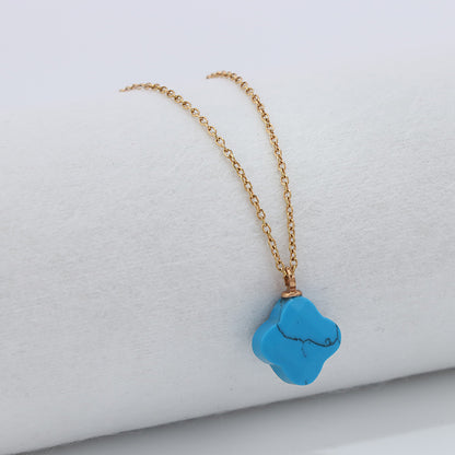 Blue O-Link Clover Stainless Steel Necklace