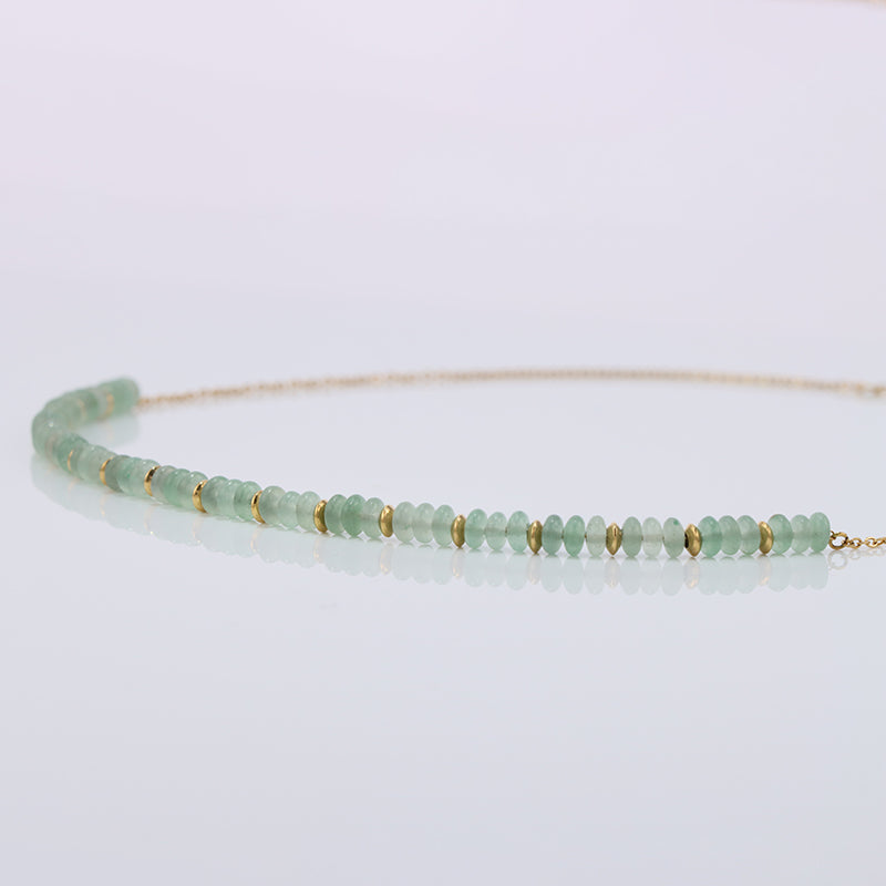 Green Aventurine Beaded Stainless Steel O-Link Necklace