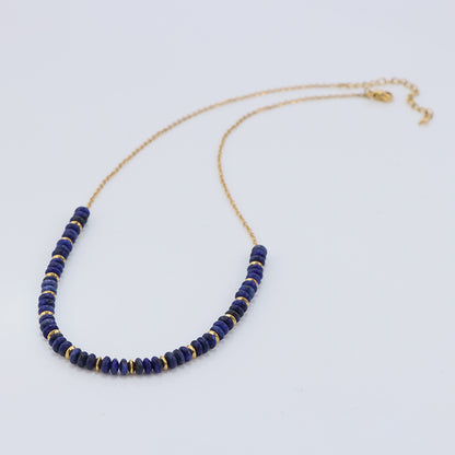 Lapis Lazuli Beaded Stainless Steel O-Chain Necklace for Women