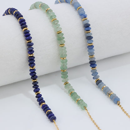 Lapis Lazuli Beaded Stainless Steel O-Chain Necklace for Women