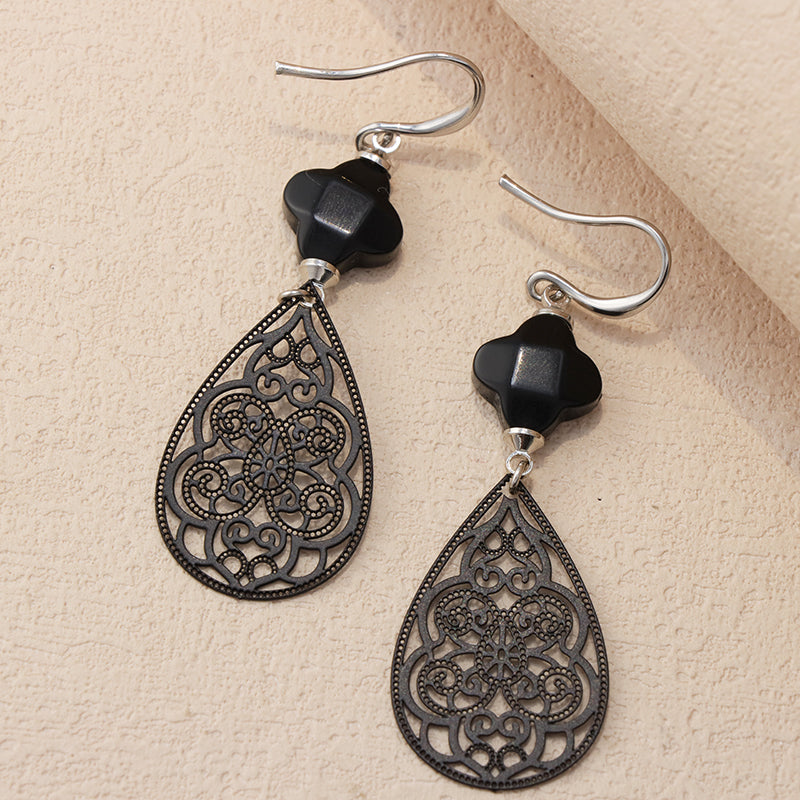 Unique Black Botanical Earrings - Contemporary Chic