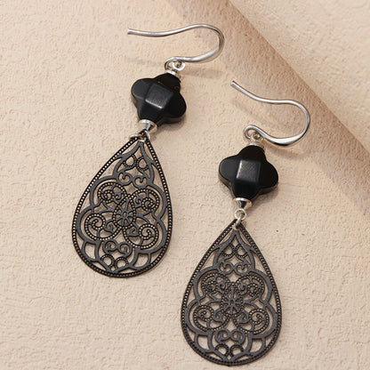 Unique Black Botanical Earrings - Contemporary Chic