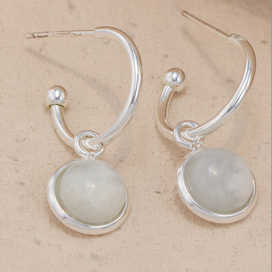 Geometric Stainless Steel Earrings with Circular Pendant - Classic Style
