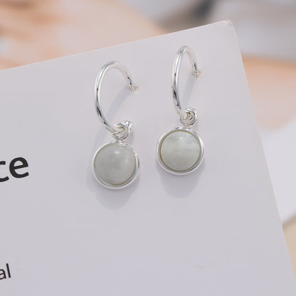 Geometric Stainless Steel Earrings with Circular Pendant - Classic Style