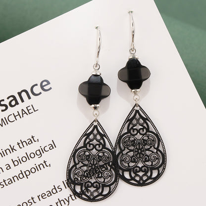 Unique Black Botanical Earrings - Contemporary Chic