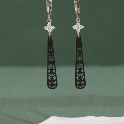 Vintage Black Copper Earrings - Symmetrical and Asymmetrical Design