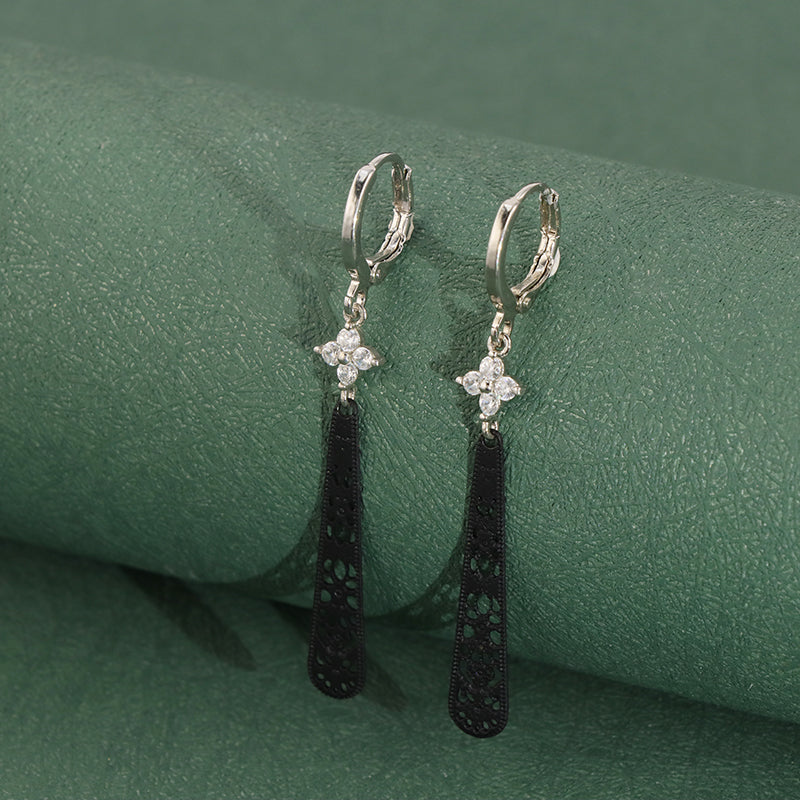 Vintage Black Copper Earrings - Symmetrical and Asymmetrical Design