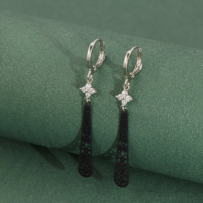 Vintage Black Copper Earrings - Symmetrical and Asymmetrical Design