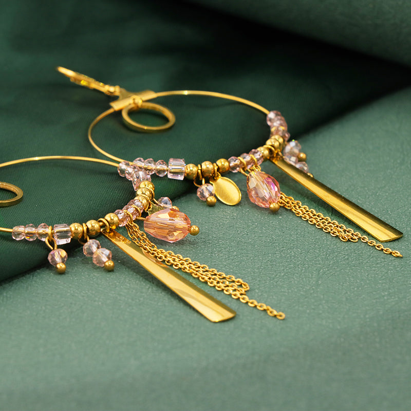 Vintage Style Stainless Steel Earrings with Tassels and Pendants