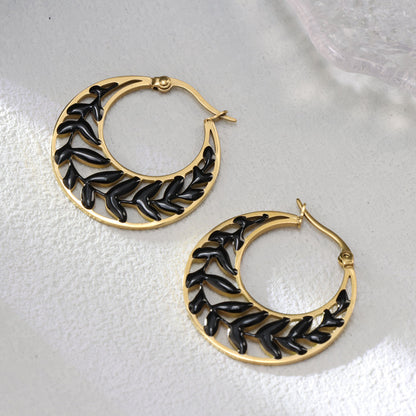 Colorful Olive Tree Circle Earrings