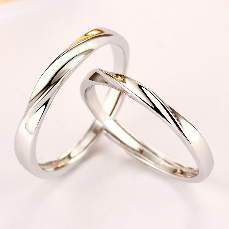 Infinite Love Möbius Couple Rings - 925 Sterling Silver Adjustable Matching Set