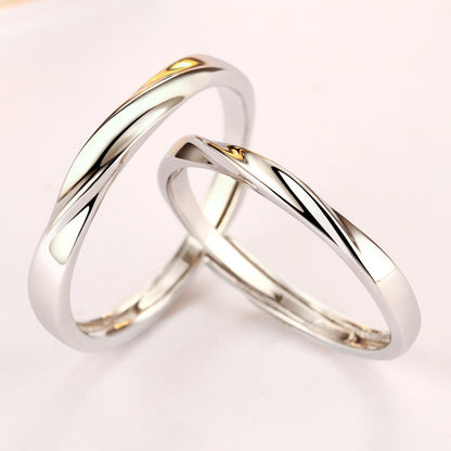 Infinite Love Möbius Couple Rings - 925 Sterling Silver Adjustable Matching Set